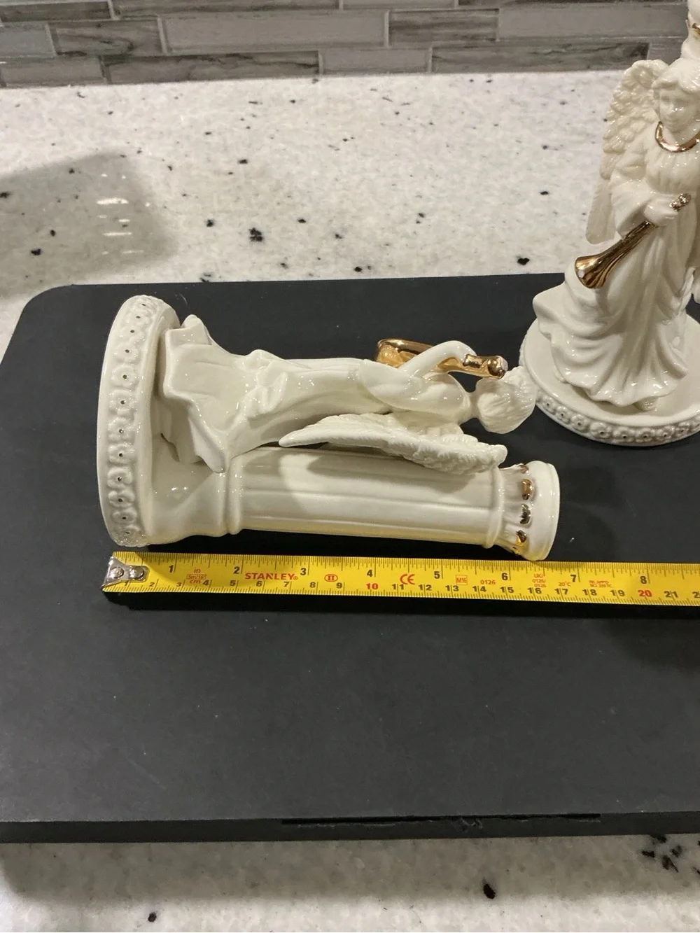 Mikasa Holiday Elegance Angel Candle Holders Set of 2 Fine Porcelain Gold Trim F